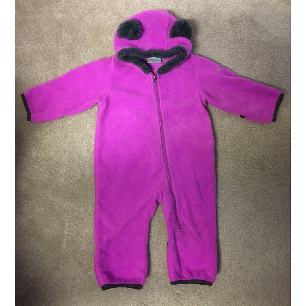 Columbia 6-12M pink fleece snowsuit bunting